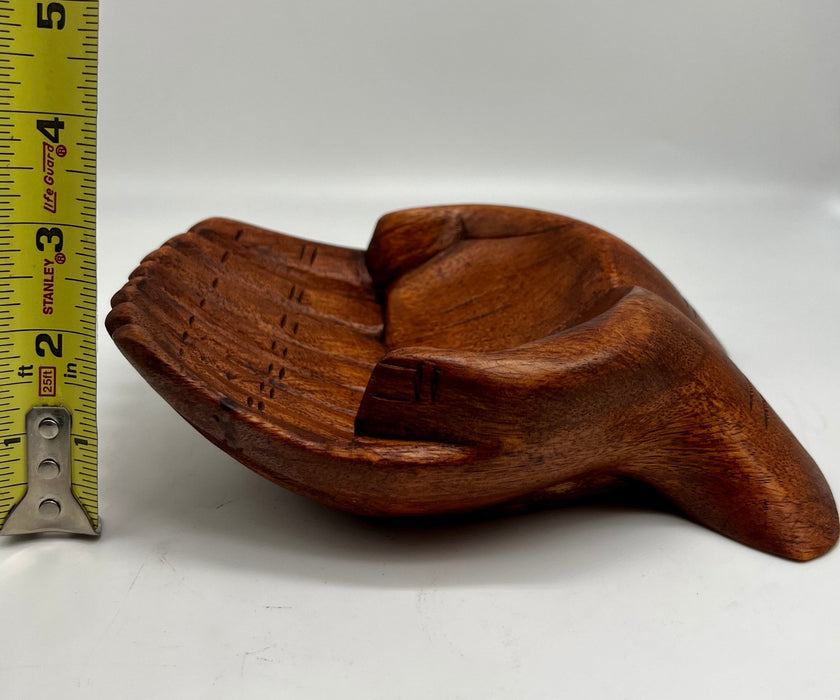 Hand-Carved Wood Hands with Air Plant, Black Tourmaline, and Mini White Rose - Coastal Decor