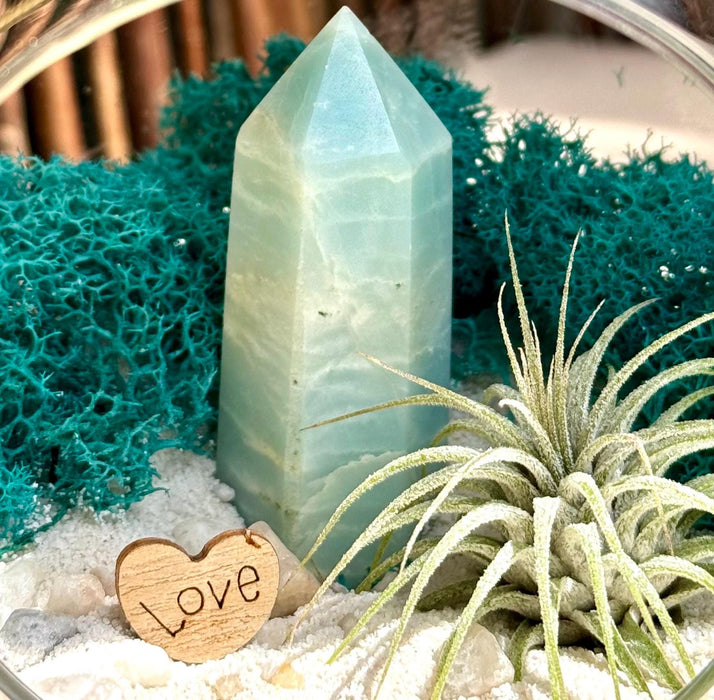 DIY Hanging Glass Globe Terrarium with Amazonite Obelisk Kit,  Air Plant included 5x5 Inch