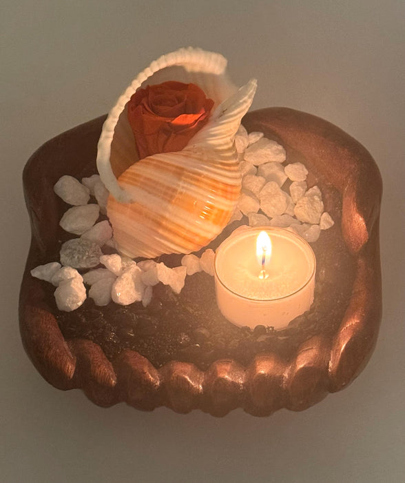 Beach-Themed Tea Light Candle Holder with Seashell and Dried Rose  DIY Coastal Home Decor Gift