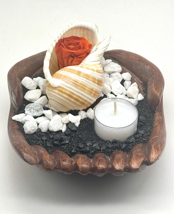 Beach-Themed Tea Light Candle Holder with Seashell and Dried Rose  DIY Coastal Home Decor Gift